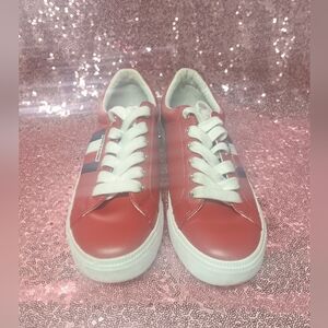 Tommy Hilfiger Red Sneakers with White and Blue Accents